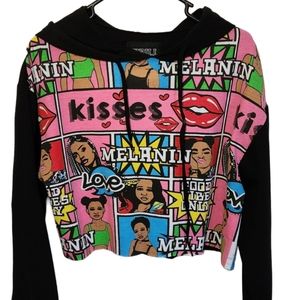 Junior Black Melanin Crop Hoodie Size XL